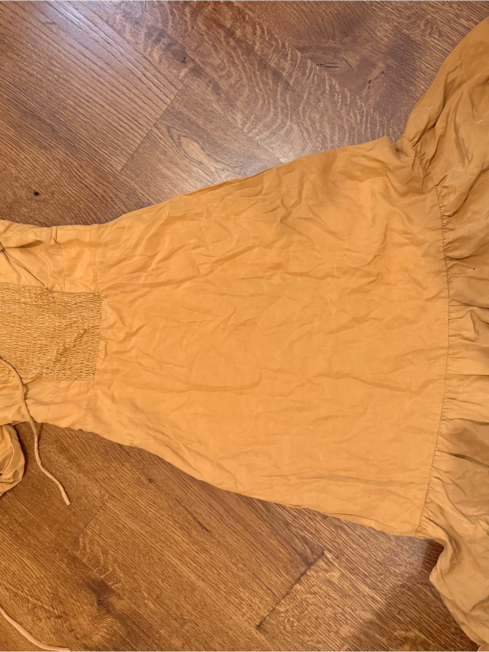 Astr Mustard Yellow Smocked Waistband Top - Picture 3 of 3